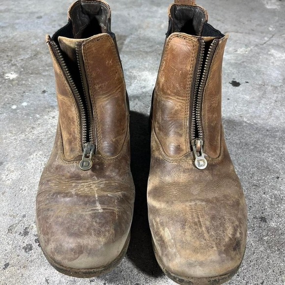 Brown leather Dublin ankle boots with a worn look - Picture 1 of 5